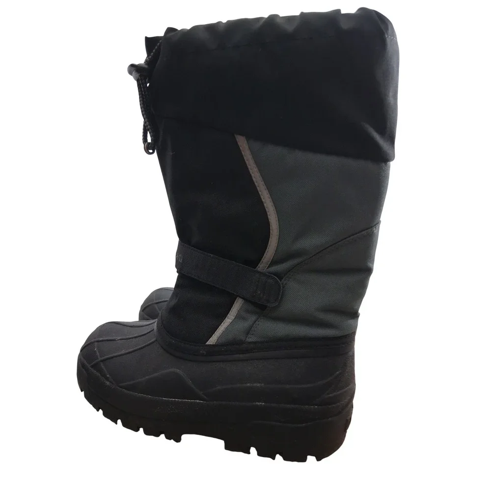 LL Bean Snow Boots Kids Size 5 Black Gray Reflective Insulated